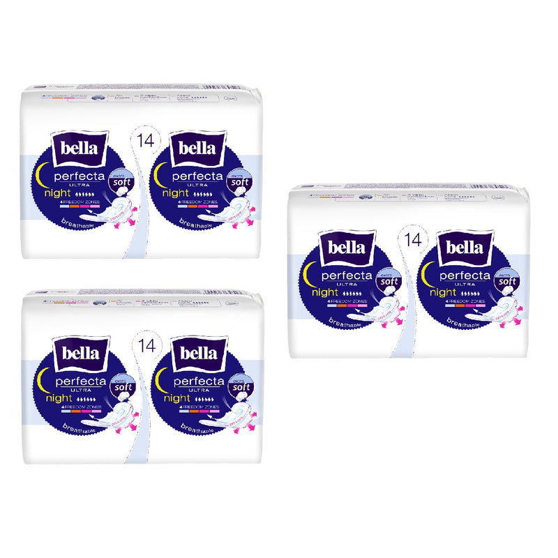 Shop Bella Perfectra Ultra Night Extra Soft 14pcs Sanitary Pad (Pack of 3)