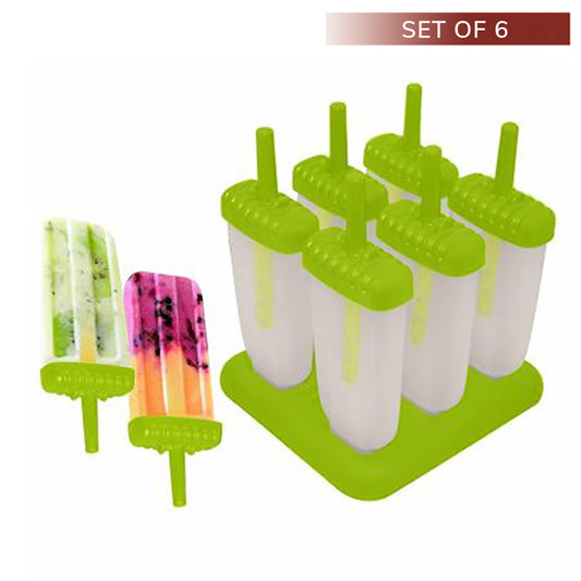 Karp Plastic Reusable Ice Popsicle (Kulfi Maker) - Green Set of 6