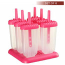 Karp Plastic Reusable Ice Popsicle (Kulfi Maker) - Pink Set of 6