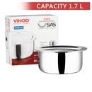 Vinod Platinum Stainless Steel Triply Tope With Lid (16 cm) - 1. 7 L 1 Unit