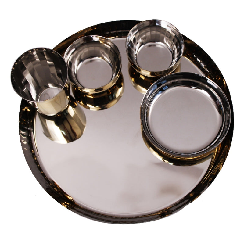 Reev Stainless Steel Gold PVD Diamond Dinner Set 5 Piece