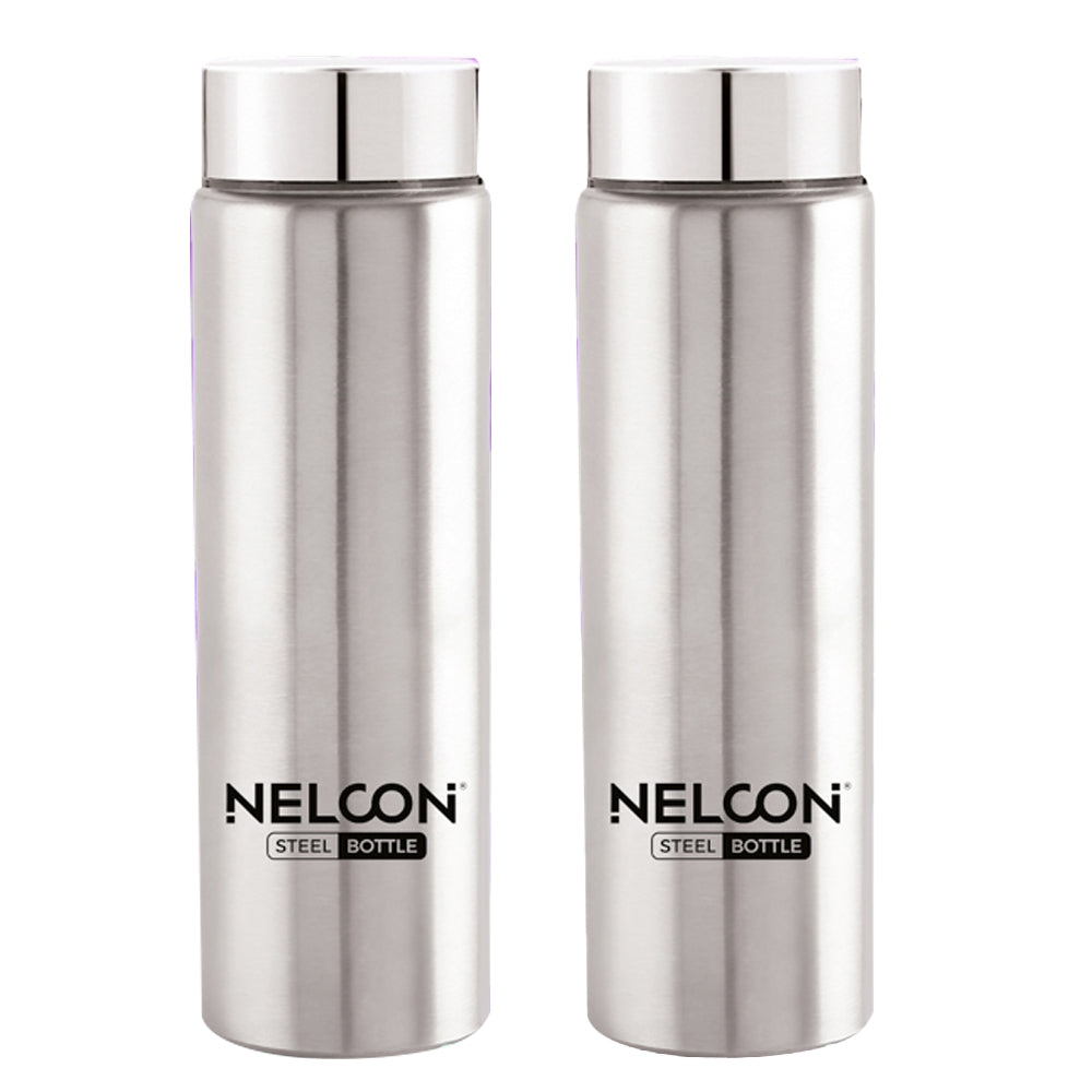 Nelcon Stainless Steel Water Bottle Slim - 350 ml Set of 2