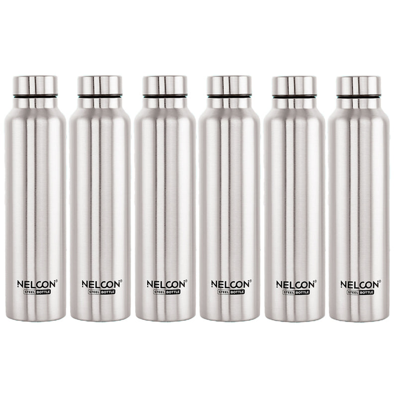 Nelcon Stainless Steel Water Bottle Dew - 1 Litre Set of 6