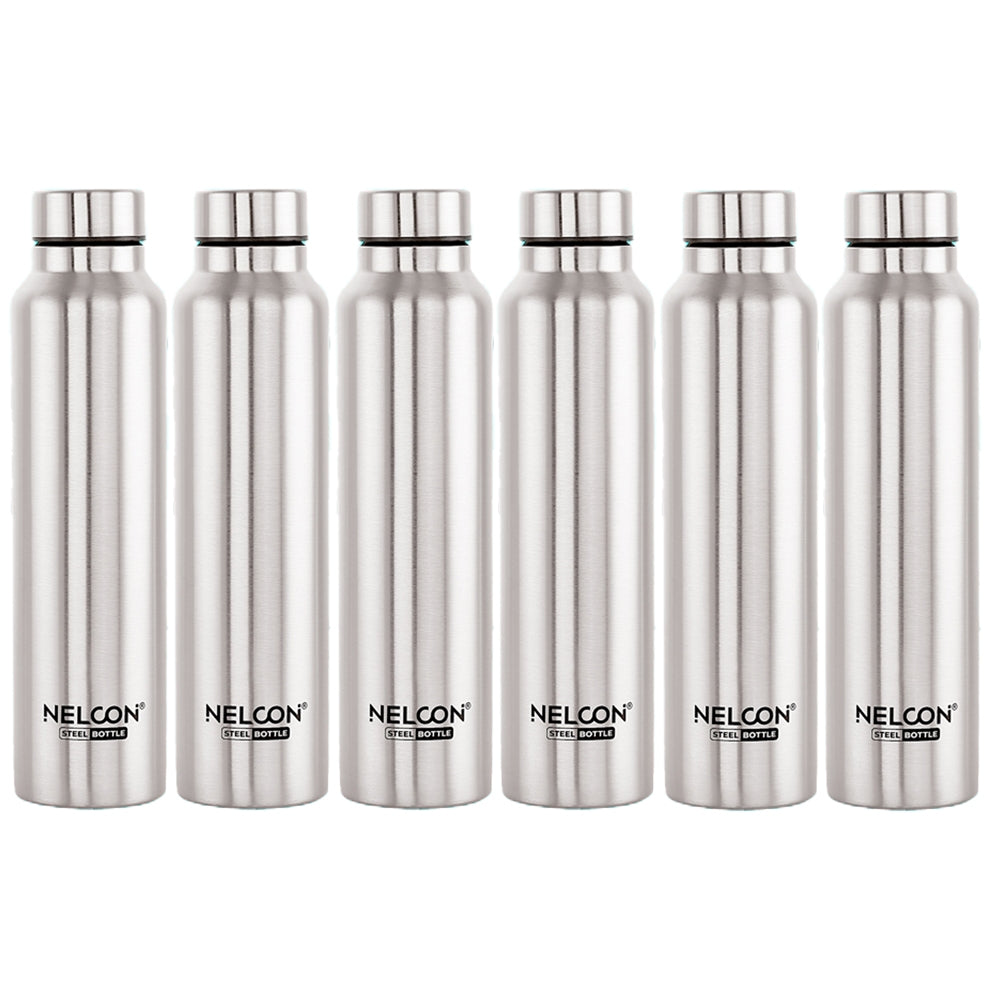 Nelcon Stainless Steel Water Bottle Dew - 1 Litre Set of 6