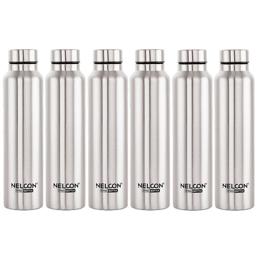 Nelcon Stainless Steel Water Bottle Dew - 1 Litre Set of 6