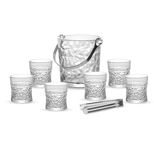 Sanjeev Kapoor Morocco 1 Litre Ice Bucket - 330 ml Glass Set Of 8