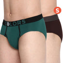 Rupa Frontline Colors Men's Brief - 80 cm (S) - Teal Green & Brown 2 Piece