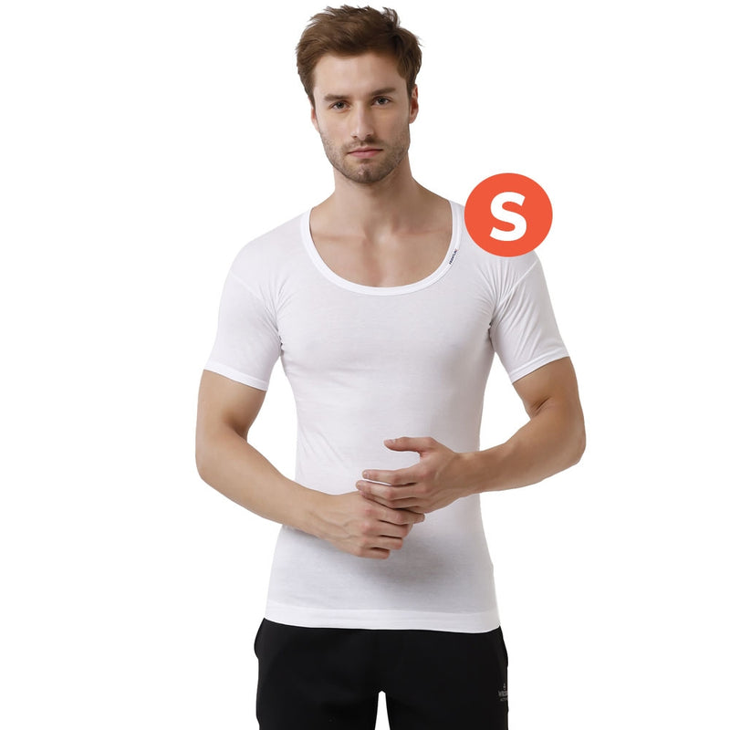 Rupa Frontline Round Neck Sleeve Men's Vest - 80 cm (S) - White 2 Piece