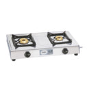 Glen Stainless Steel LPG Stove 1020 Brass Burner - Silver 2 Burner