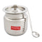 HAZEL Stainless Steel Hammered Finish Oil Ghee Pot With Spoon & Lid 400 ml