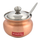 HAZEL Stainless Steel Copper Finish Oil Ghee Pot With Spoon & Lid 300 ml