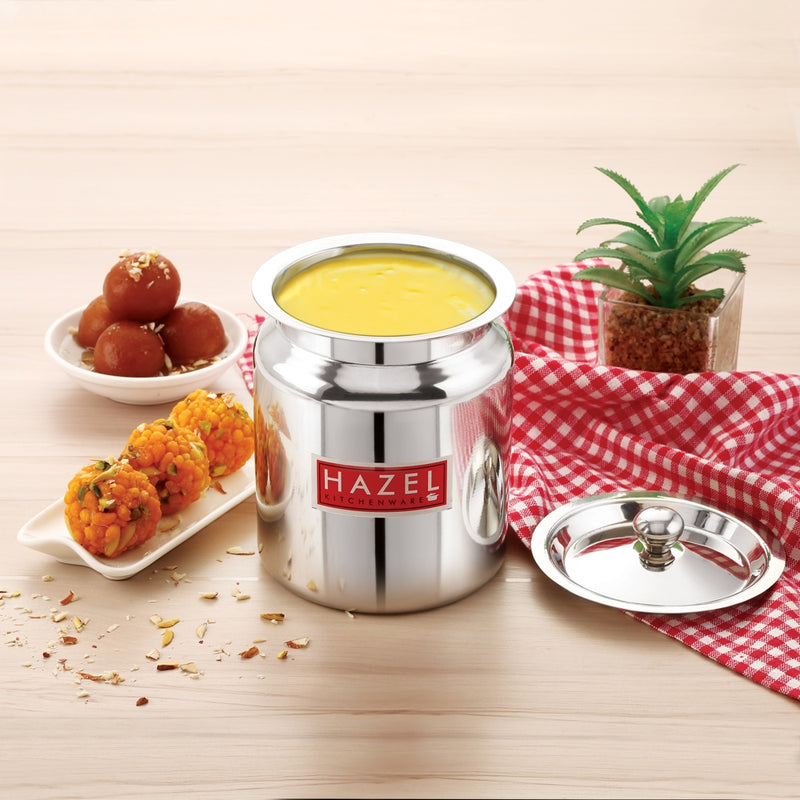 HAZEL Stainless Steel Oil Ghee Container - 400 ml 1 Unit