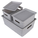 Happy Family Cannes Storage Baskets With Lid - Grey 3 Pieces