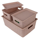 Happy Family Cannes Storage Baskets With Lid - Beige 3 Pieces