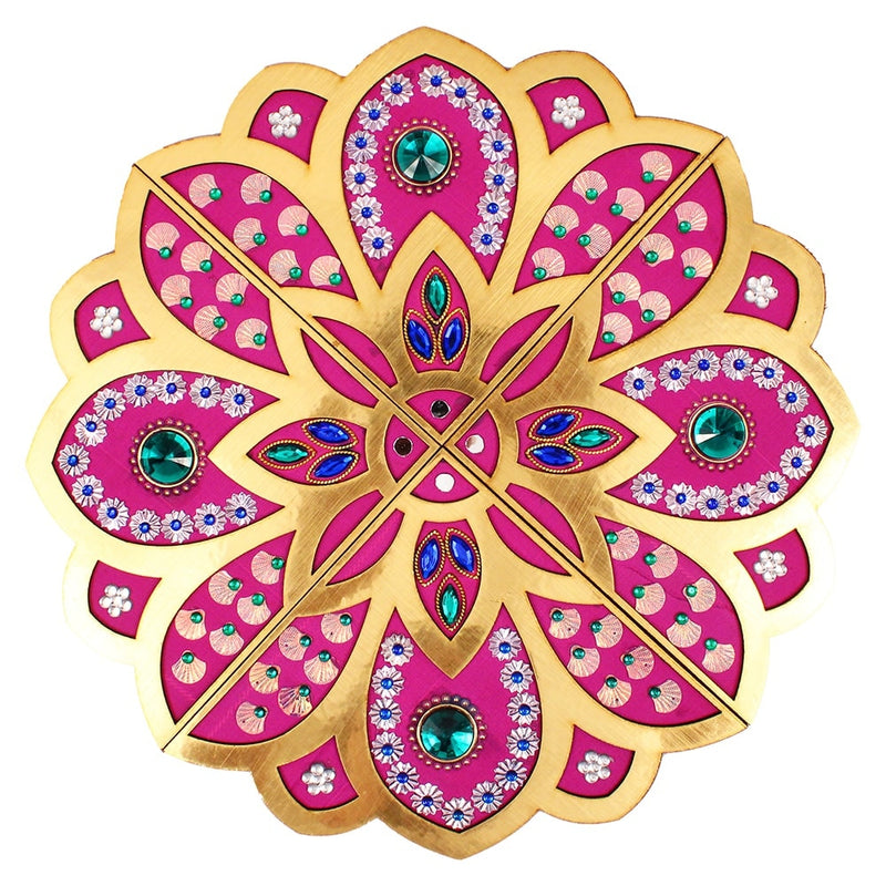 Decorative MDF Brocate Design Rangoli Stencils - Pink 1 Unit