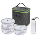 Sanjeev Kapoor Delta Glass Lunch Box Set - 3 Lunch Boxes + 1 Bottle 1 Unit