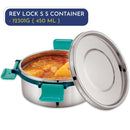 Magnus Rev Lock Stainless Steel Container 450 ml - Teal & Silver 1 U