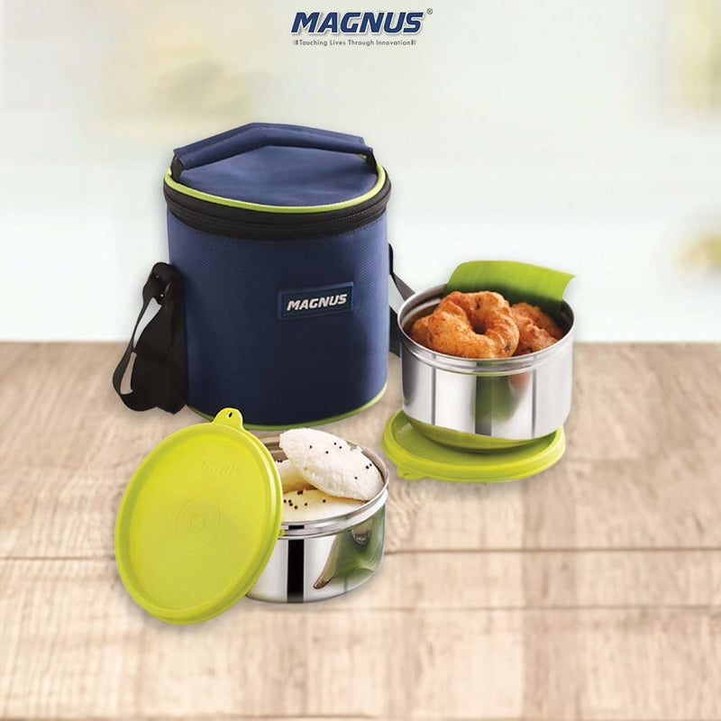 Magnus Alfa - 2 Stainless Steel Lunch Box - Green 1 U