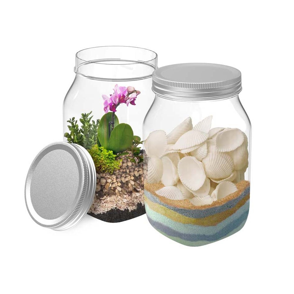 All Time Plastic Crystal Jar Natural - 960 ml 2 Pieces