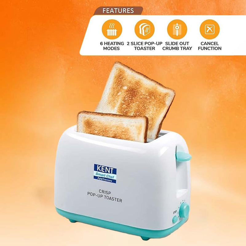 Kent Crisp Pop Up 2 Slice Toaster (116105) - White 750 W