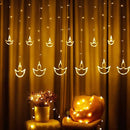 Desidiya 12 Decorative Diya Led Curtain String Lights - Warm White 2.4 Metres