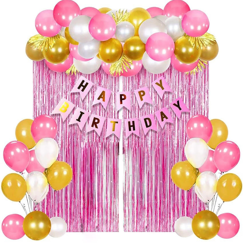 Manovedant Happy Birthday Pink Theme Decoration Kit 33 Pieces