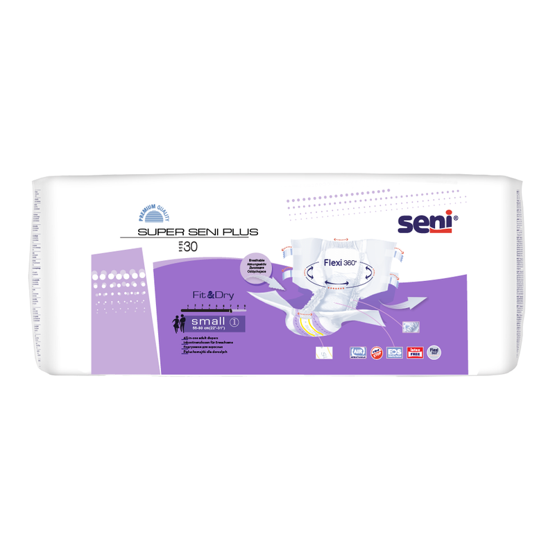 Seni Super Plus Breathable Adult Diapers - Small (30 Pieces)