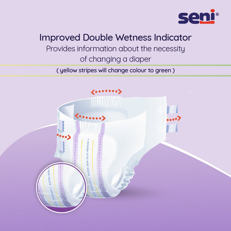 Seni Super Plus Breathable Adult Diapers - Medium (30 Pieces)