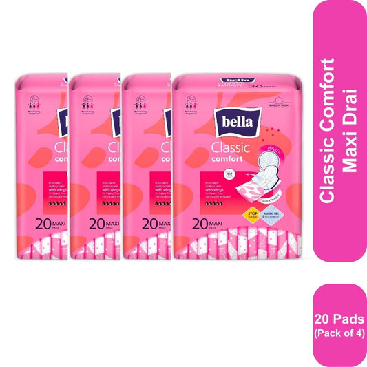 Bella Classic Comfort Maxi Drai Sanitary Napkins 20 Pcs (Pack of 4)