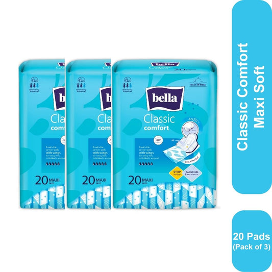 Bella Classic Comfort Maxi Softi Sanitary Napkins 20 Pcs (Pack of 3)