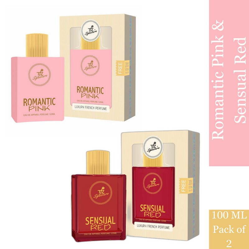 TFZ Signature Romantic Pink and Sensual Red Luxury French Perfume 100ml Each (Pack of 2)