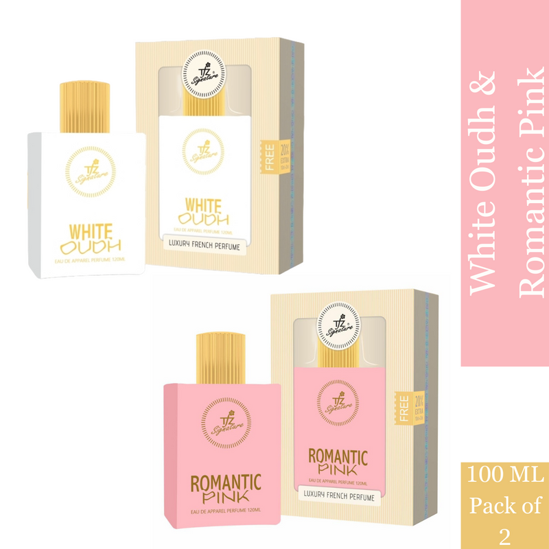 TFZ Signature White Oudh and Romantic Pink Luxury French Perfume 100ml Each (Pack of 2)