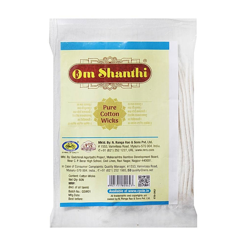 Cycle Om Shanthi Pure Cotton Wicks 60 Units