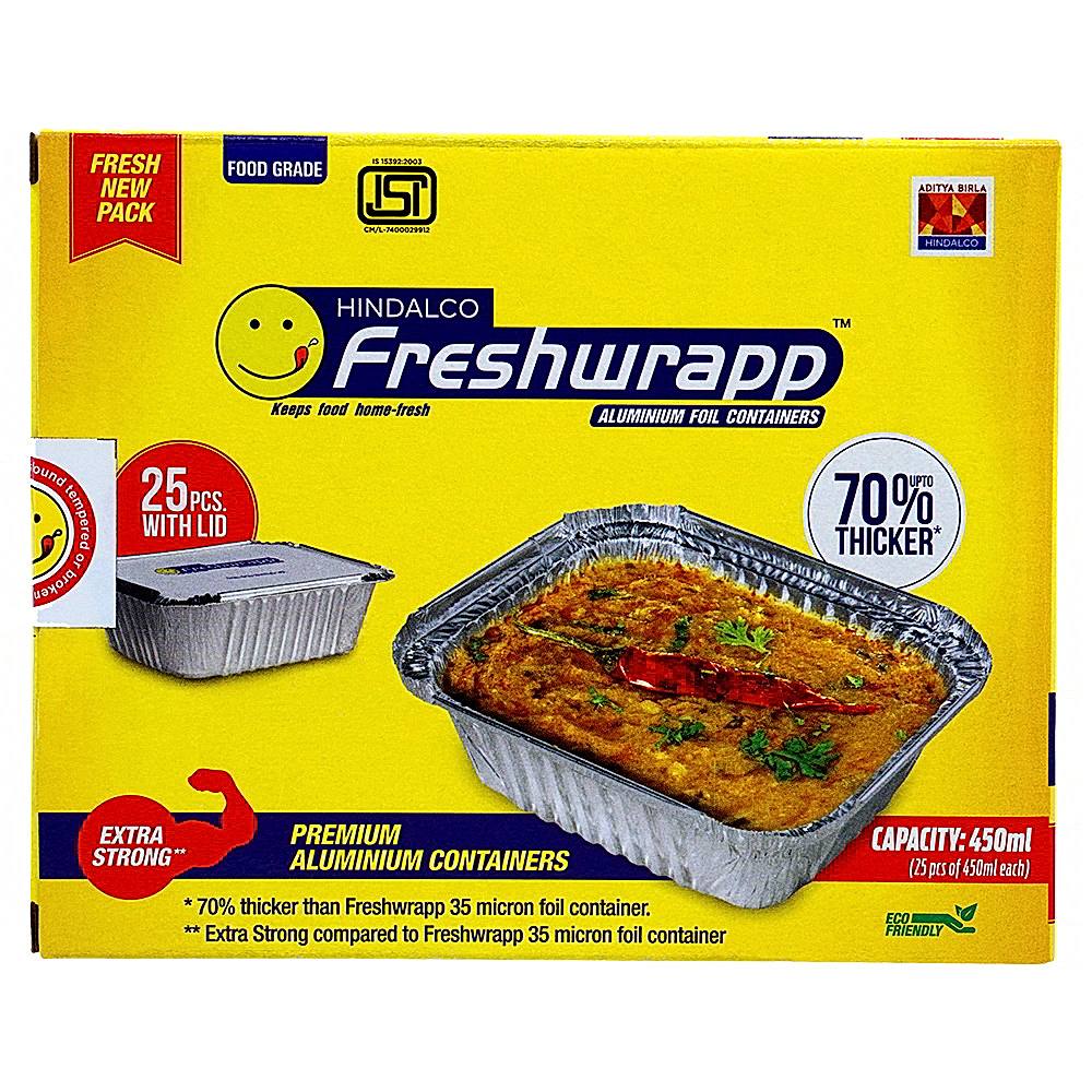 Hindalco Freshwrapp Aluminium Foil Containers - 450 ml 25 Units