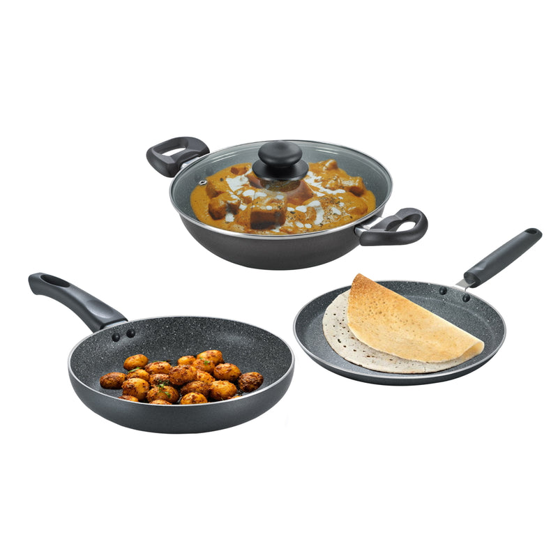 Prestige Omega Deluxe Granite Non-Stick Cookware Set 3 Piece