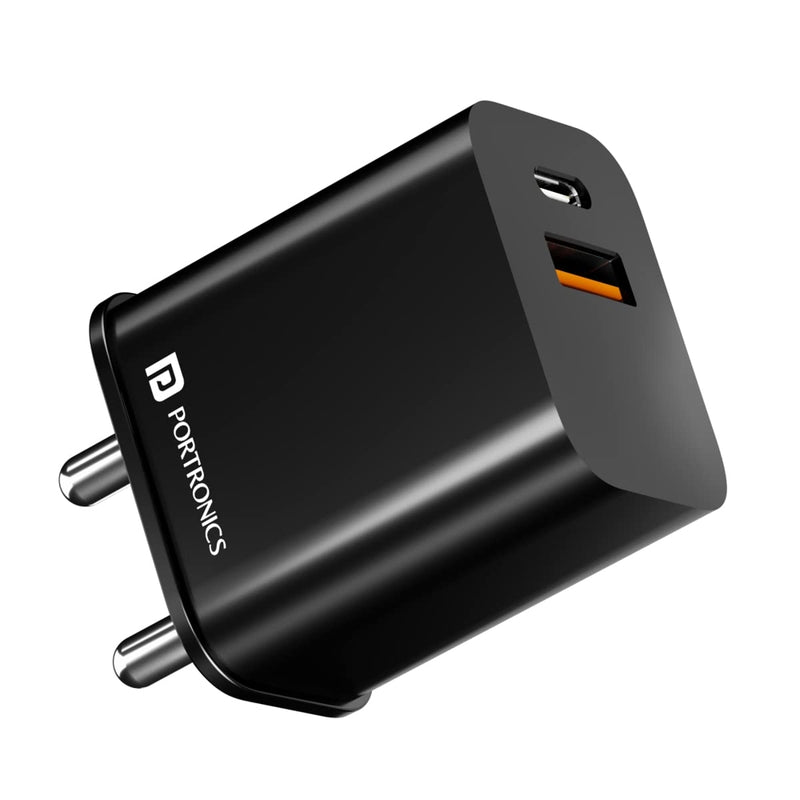 Portronics 20W Charger With PD & Fast Charging - Black 1 Unit