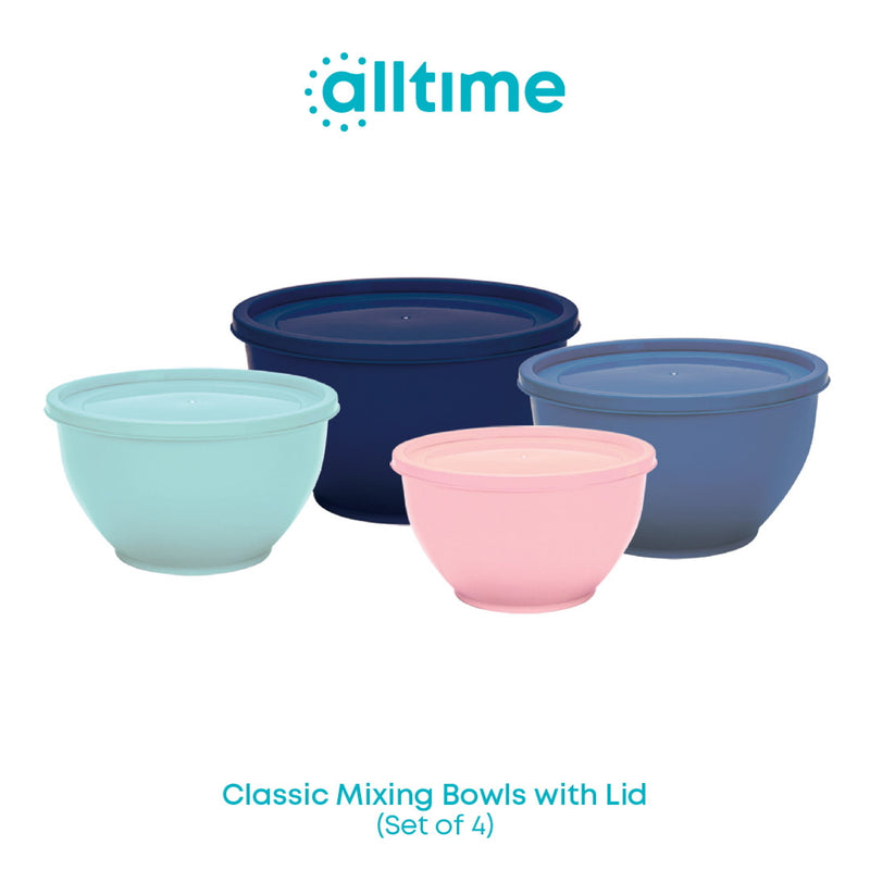 All Time Plastic Classic Mixing Bowl With Lid 4 Pieces