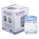 Soogo Clip Lock Round Glass Container With Blue Lid 750 ml