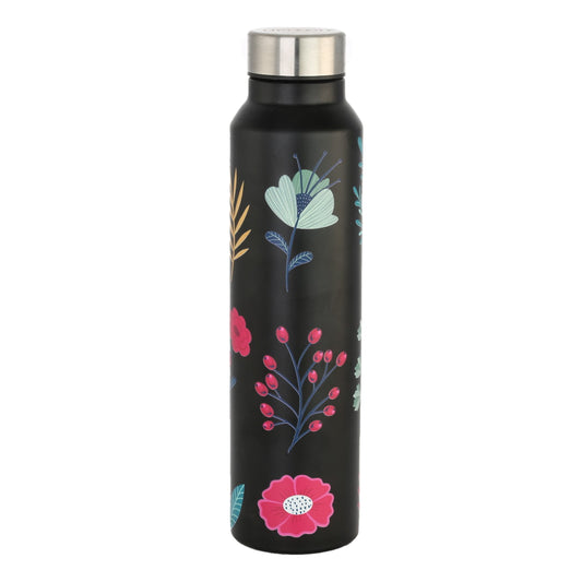 Nelcon Stainless Steel UV Printed & 3DFlowers & Leaf Water Bottle 1 Litre