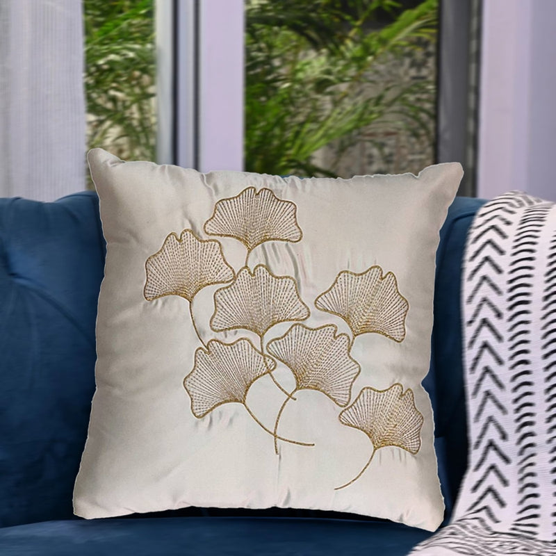 Fabrique Floral Embroidered Cushion Cover (Cream) - 40x40 cm 1 Unit