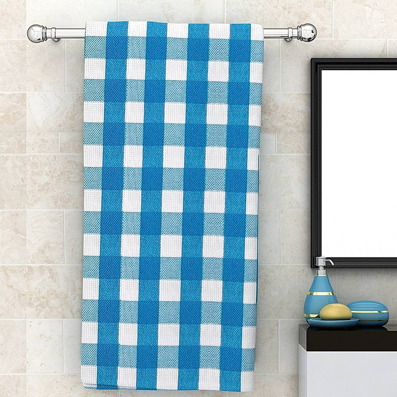 Athom Living Big Checks Bath Towel 210 GSM - Blue (75x150 cm) 1 Unit