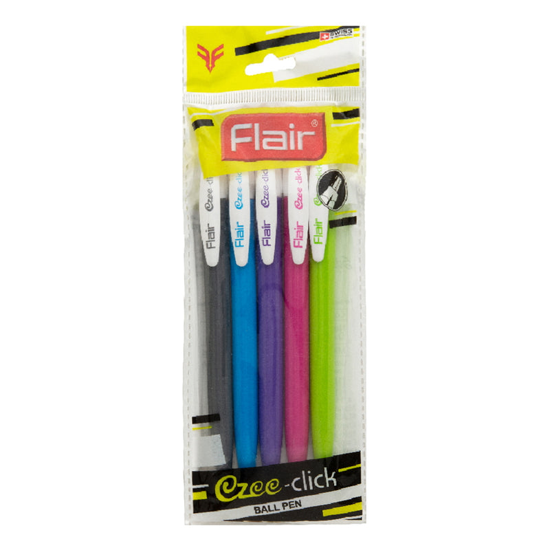 Flair Ezee-Click Ball Pen - Blue Pack Of 5