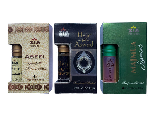 Ramzan Exclusive Attar Gift Set - Zia Aseel 6ML, Hazar Al Ashad 8ML & Majmua Special 6ML