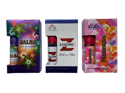 Ramzan Special Attar Combo - Zia Jalsa, Zodiac & Nazarana (3 x 8ML)