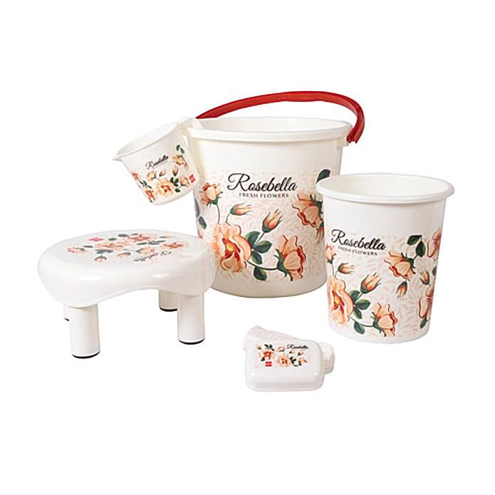 Ruchi Printed Plastic Bathroom Set 5 Pieces