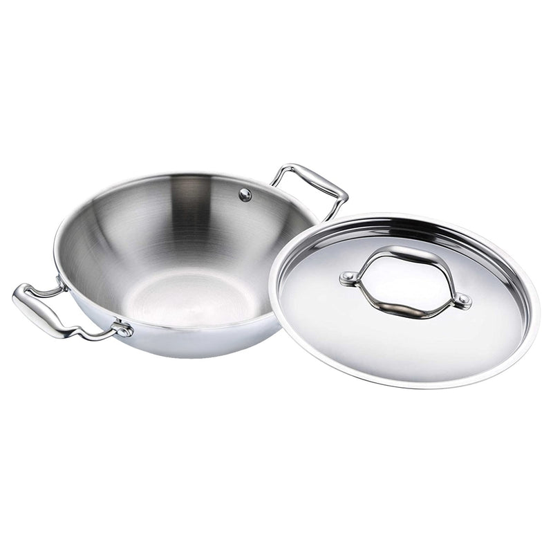 Bergner Argent Stainless Steel Triply Kadai With Lid 2 Litres