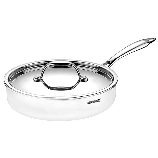 Bergner Argent Stainless Steel Triply Saute Pan With Lid - 26 cm 1 Unit