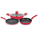 Bergner Aluminium Induction Base Cookware Set - Red 4 Units