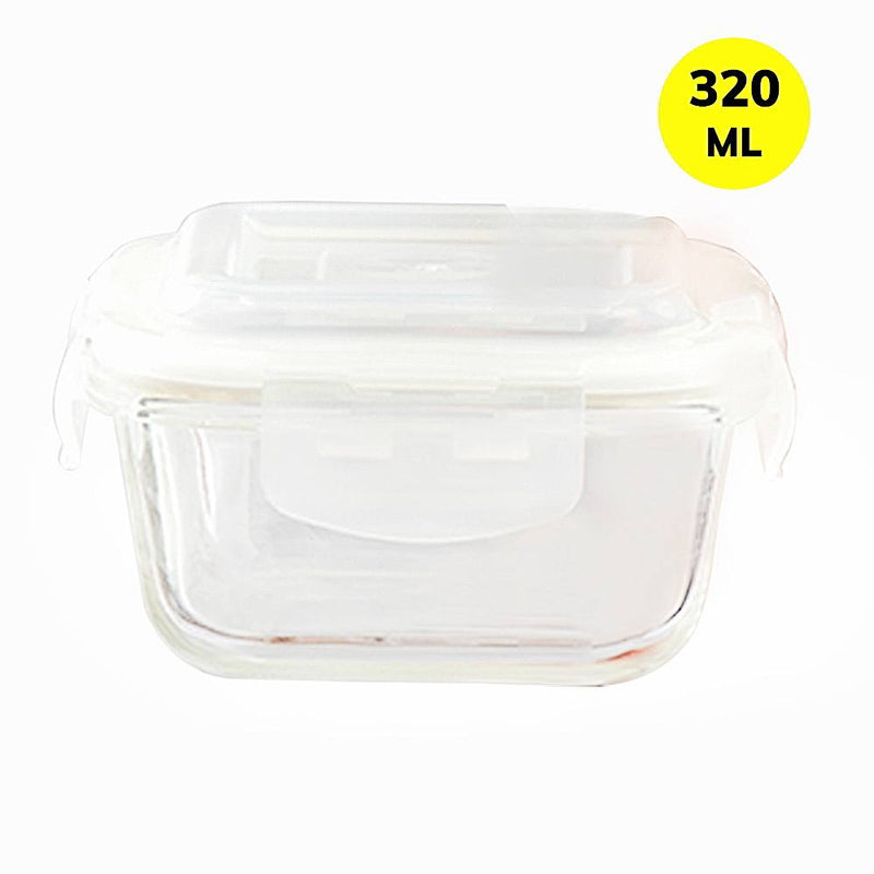 Borosil Klip-N-Store Square Glass Container 320 ml