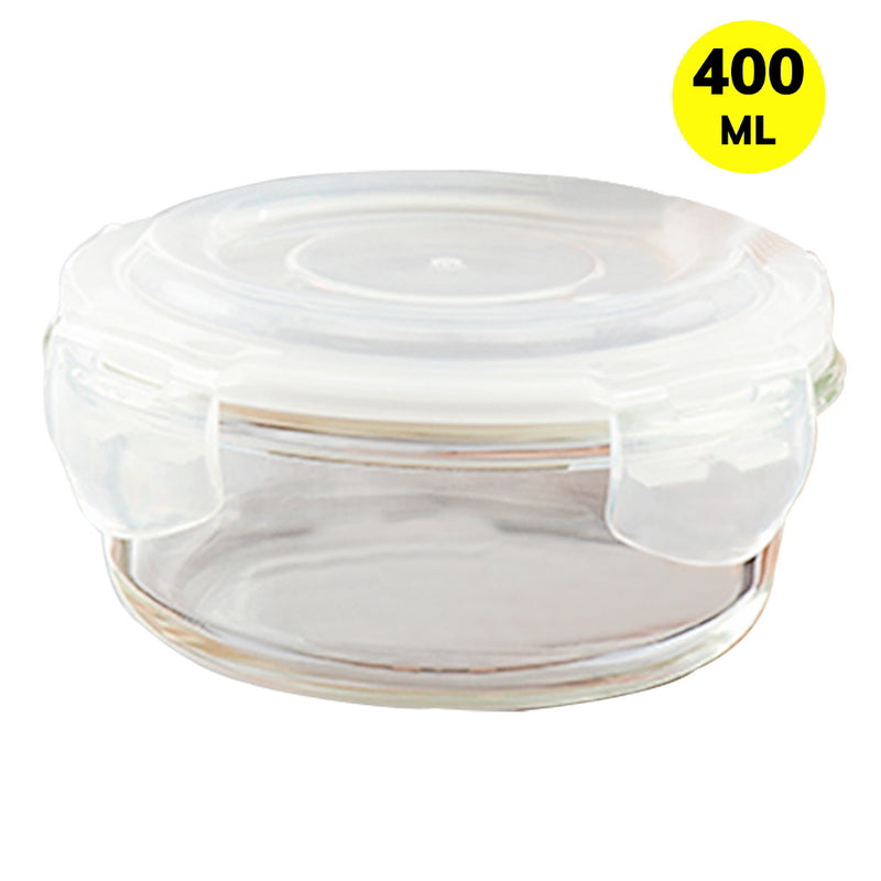 Borosil Klip-N-Store Round Glass Container 400 ml